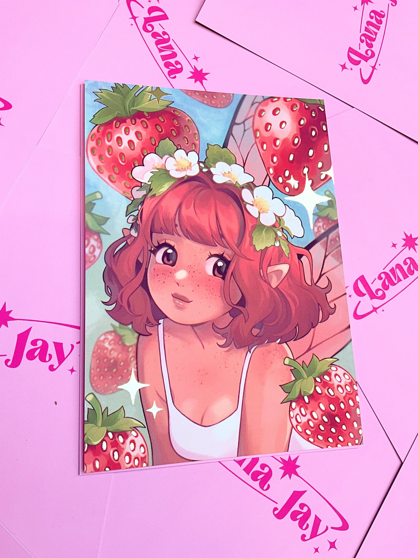 Strawberry Fairy - Gold Foil A5