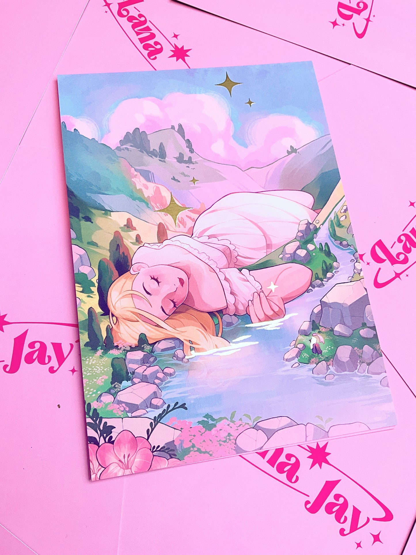 Pink Mountains - Gold Foil A5
