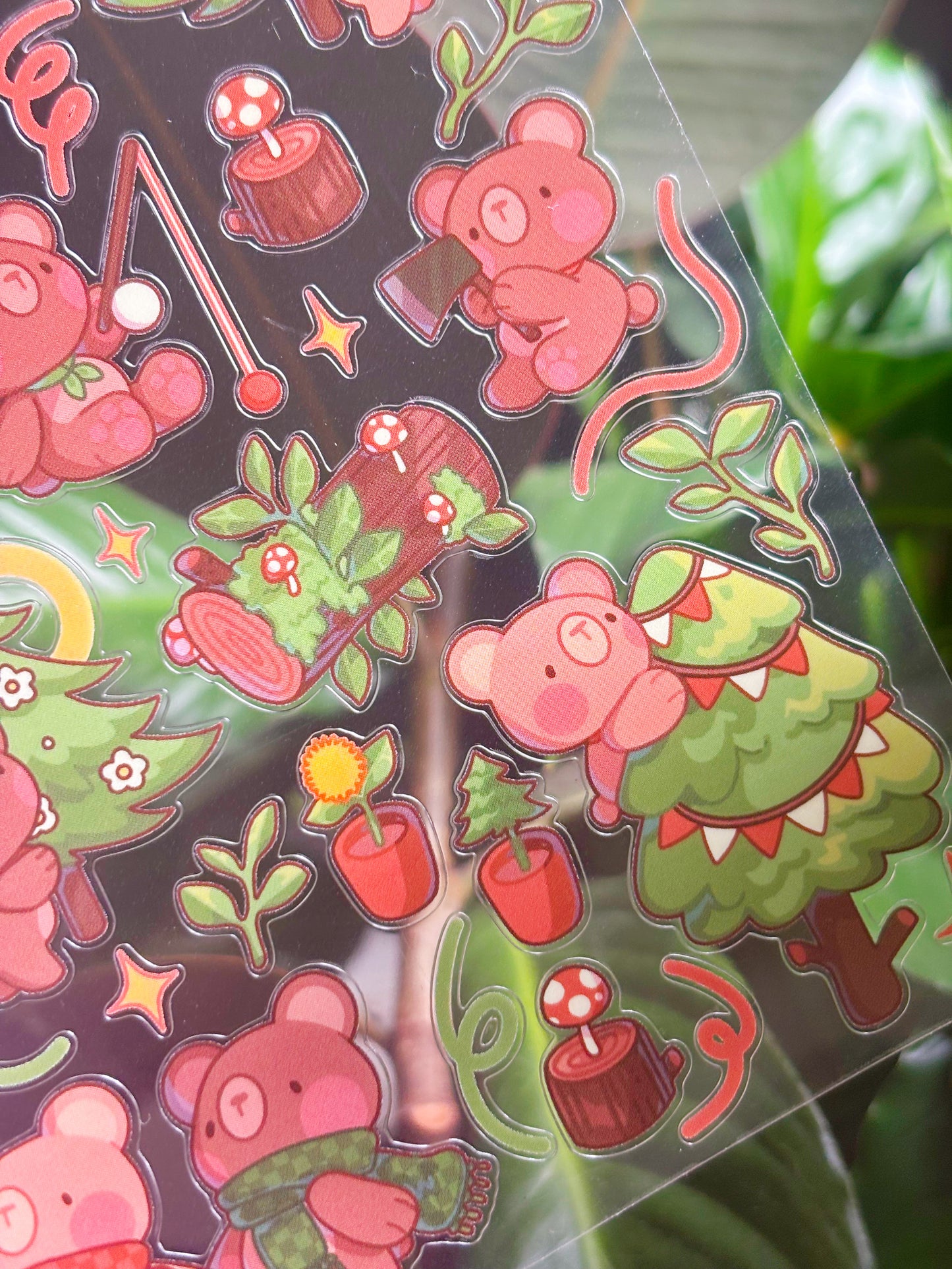 Bear & Trees - clear sticker sheet