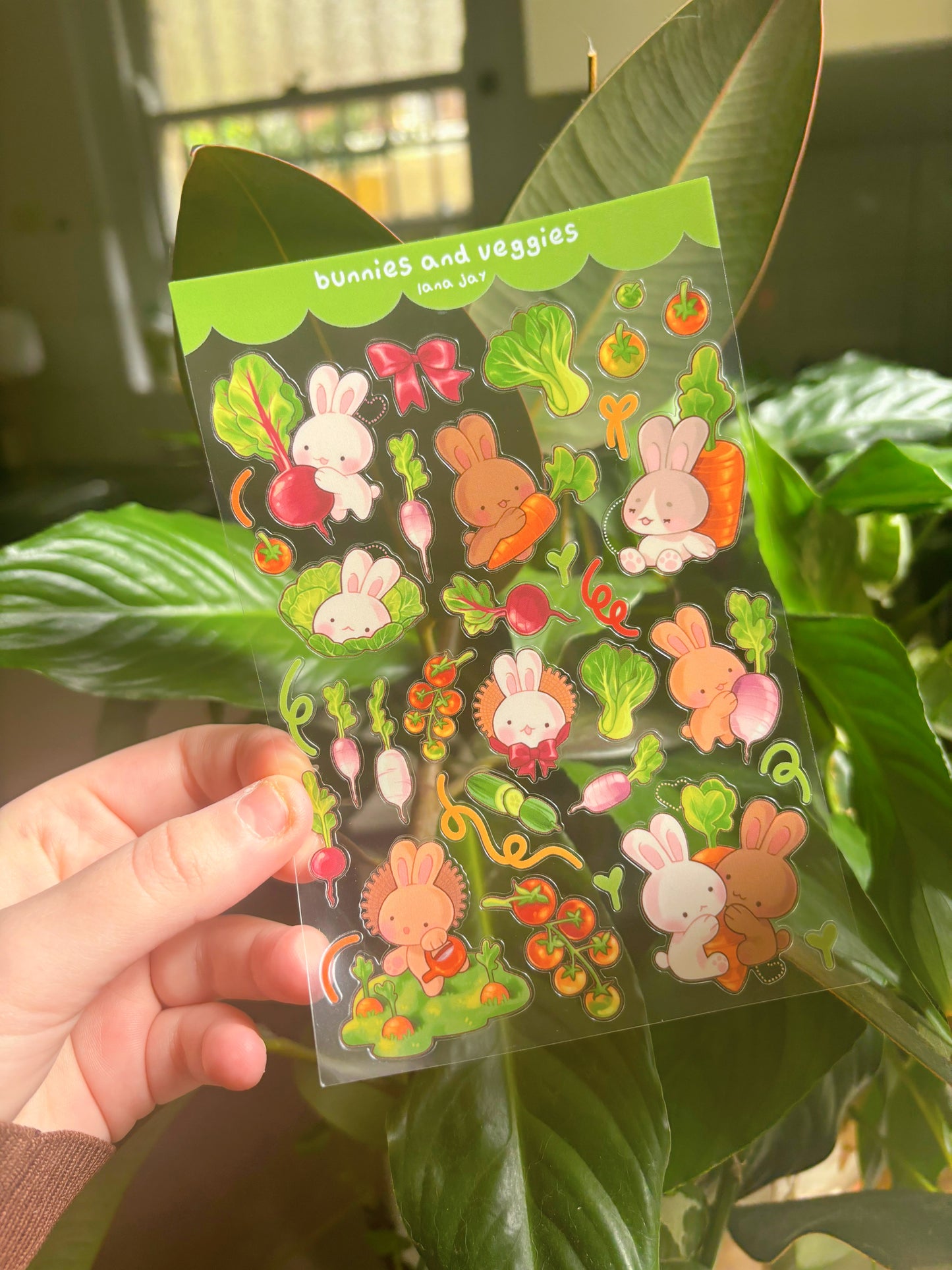 Bunnies & veggies - clear sticker sheet