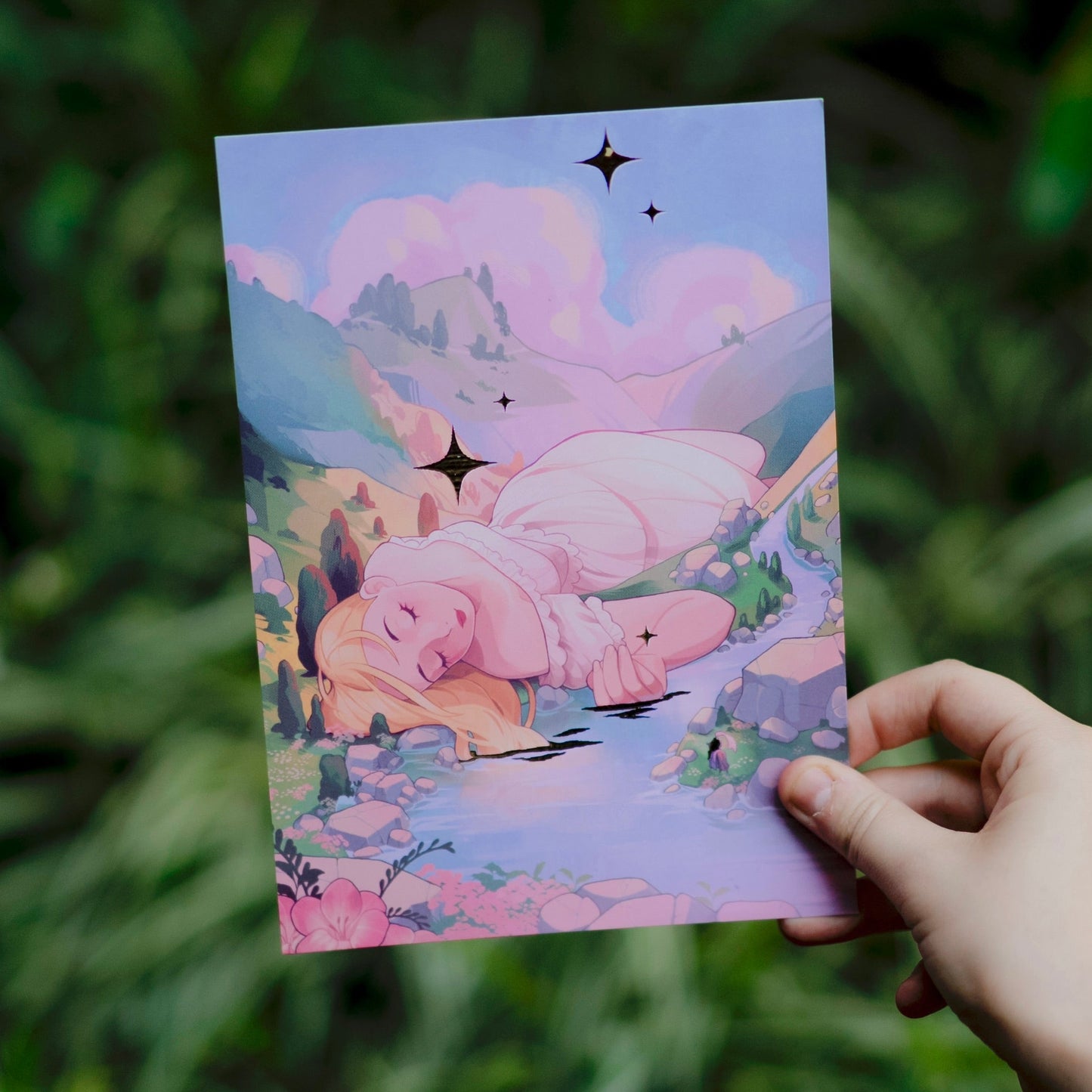 Pink Mountains - Gold Foil A5