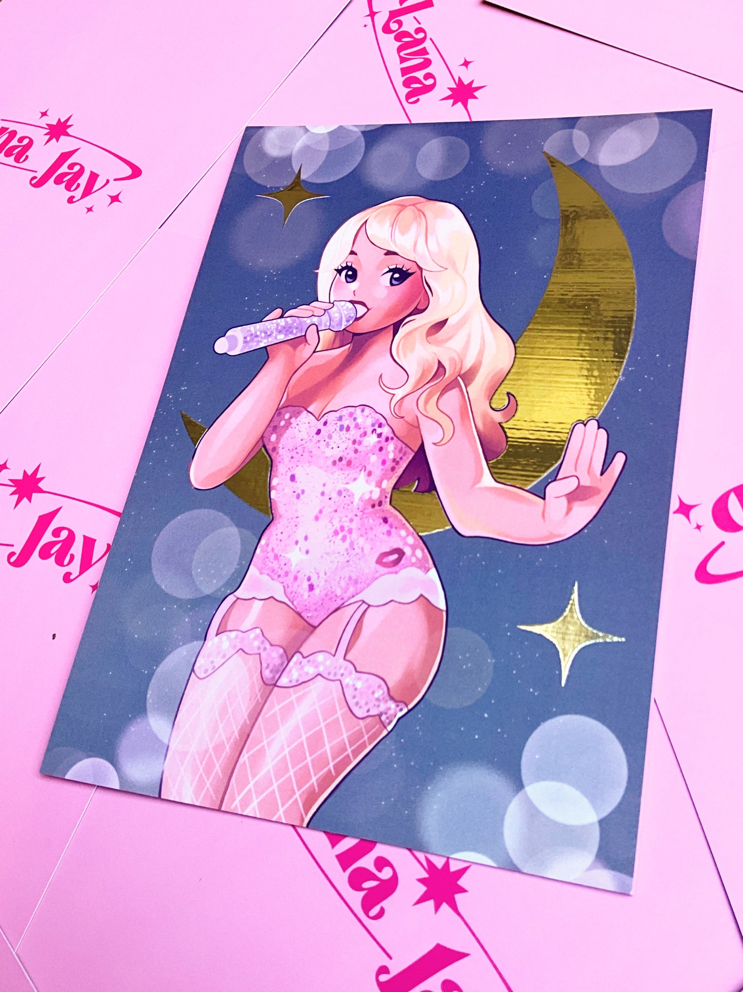 Sabrina Carpenter Pink - Gold Foil A5