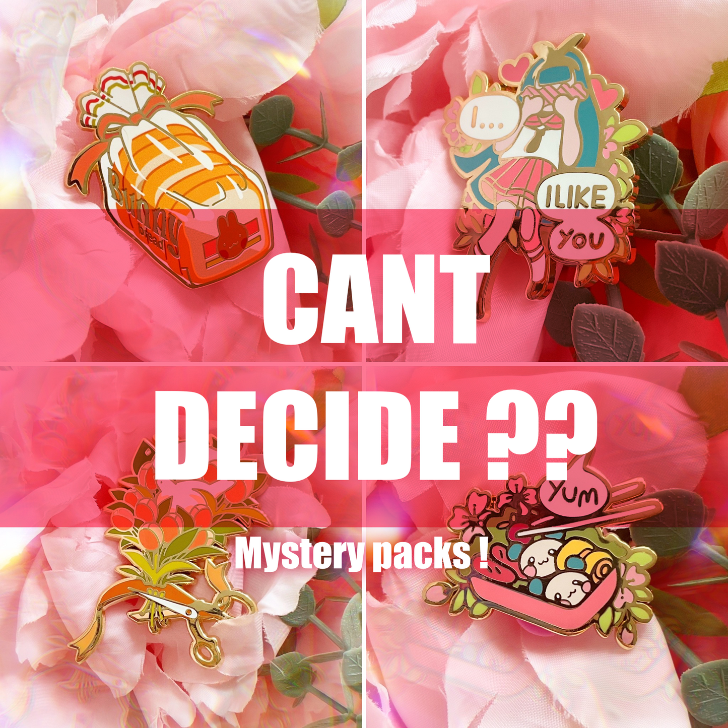 In stock enamel pin mystery packs!