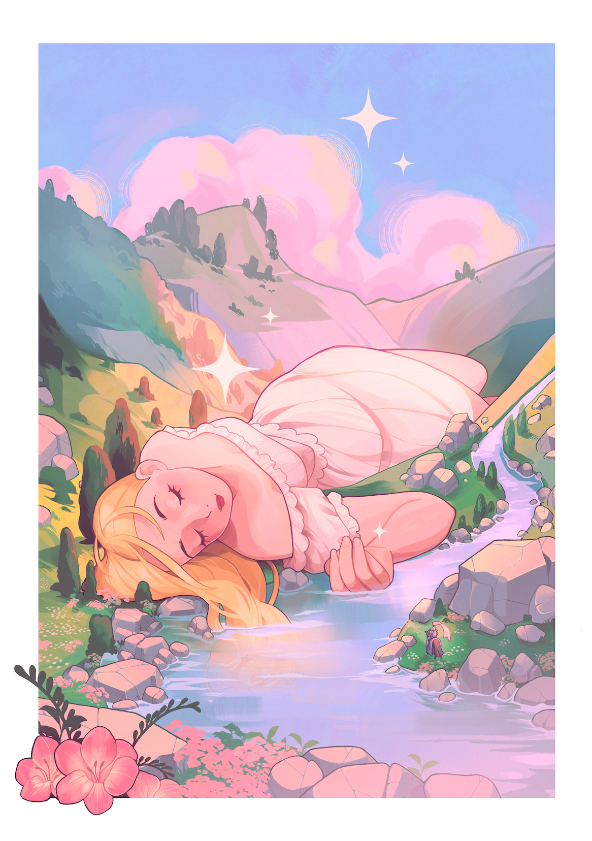 Pink mountains - A4 Print