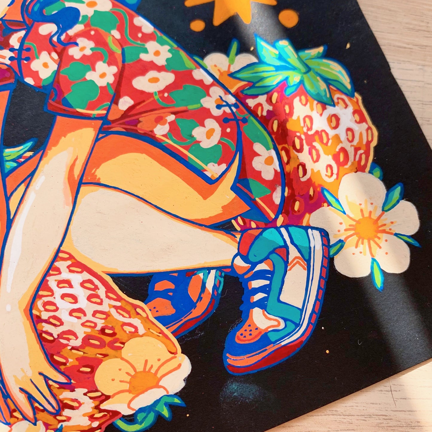 A5 Strawberry Girl original posca art piece