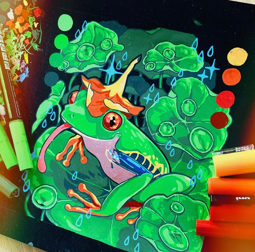 Tree frog original art piece