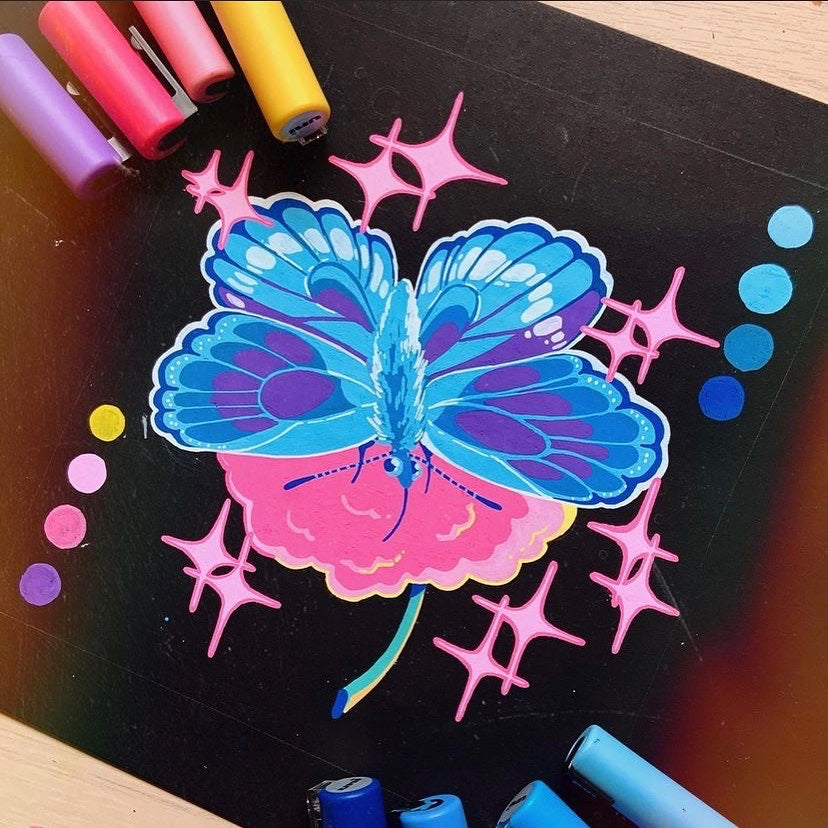 Blue morpho butterfly original art piece