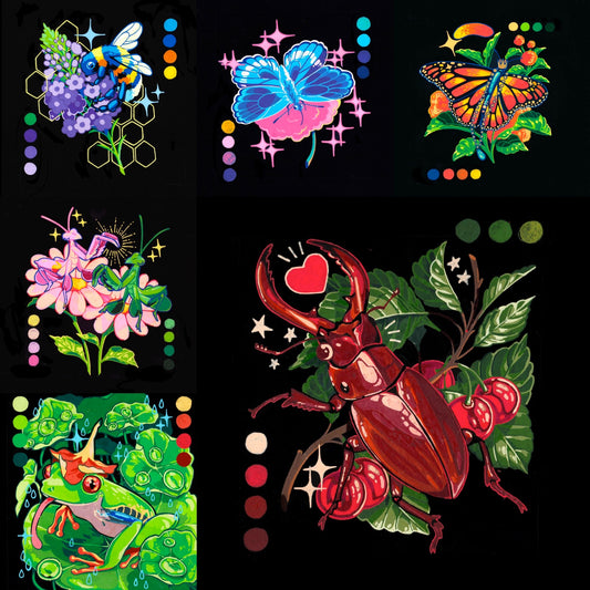 Insect posca Square Print collection - Art print 1 or 6
