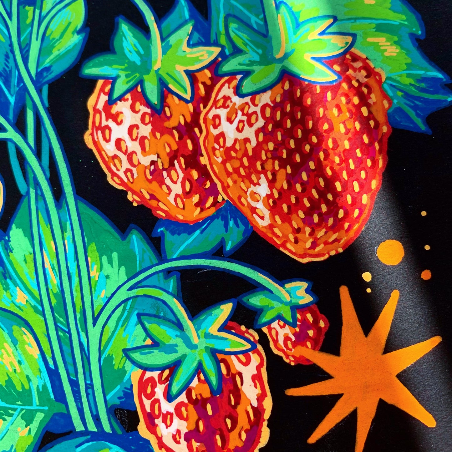 A5 Strawberry botanical original art piece