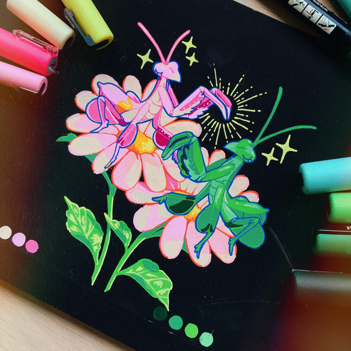 Praying mantis original art piece