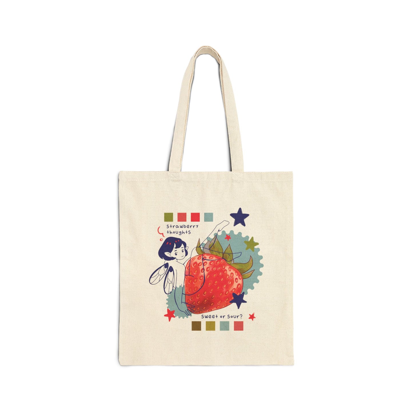 Strawberry Thoughts - Cotton Canvas Tote Bag