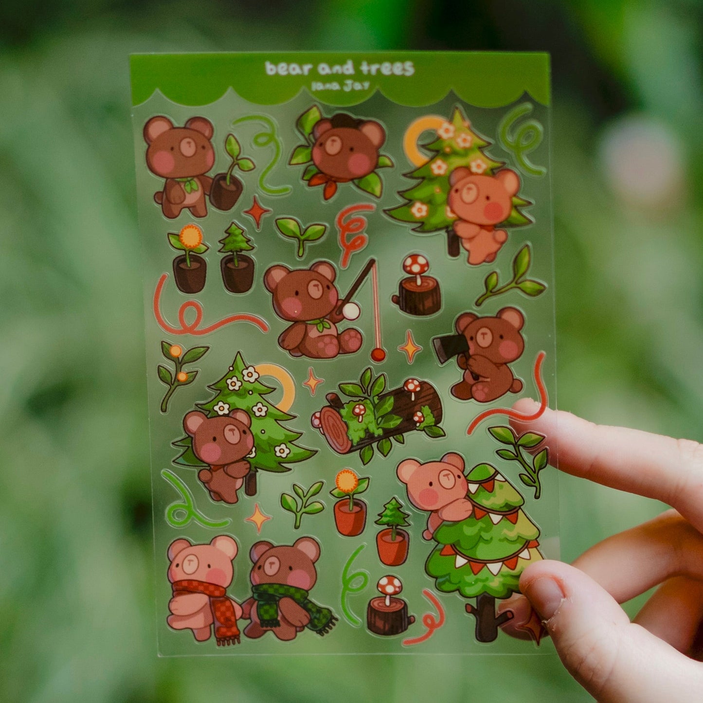 Bear & Trees - clear sticker sheet