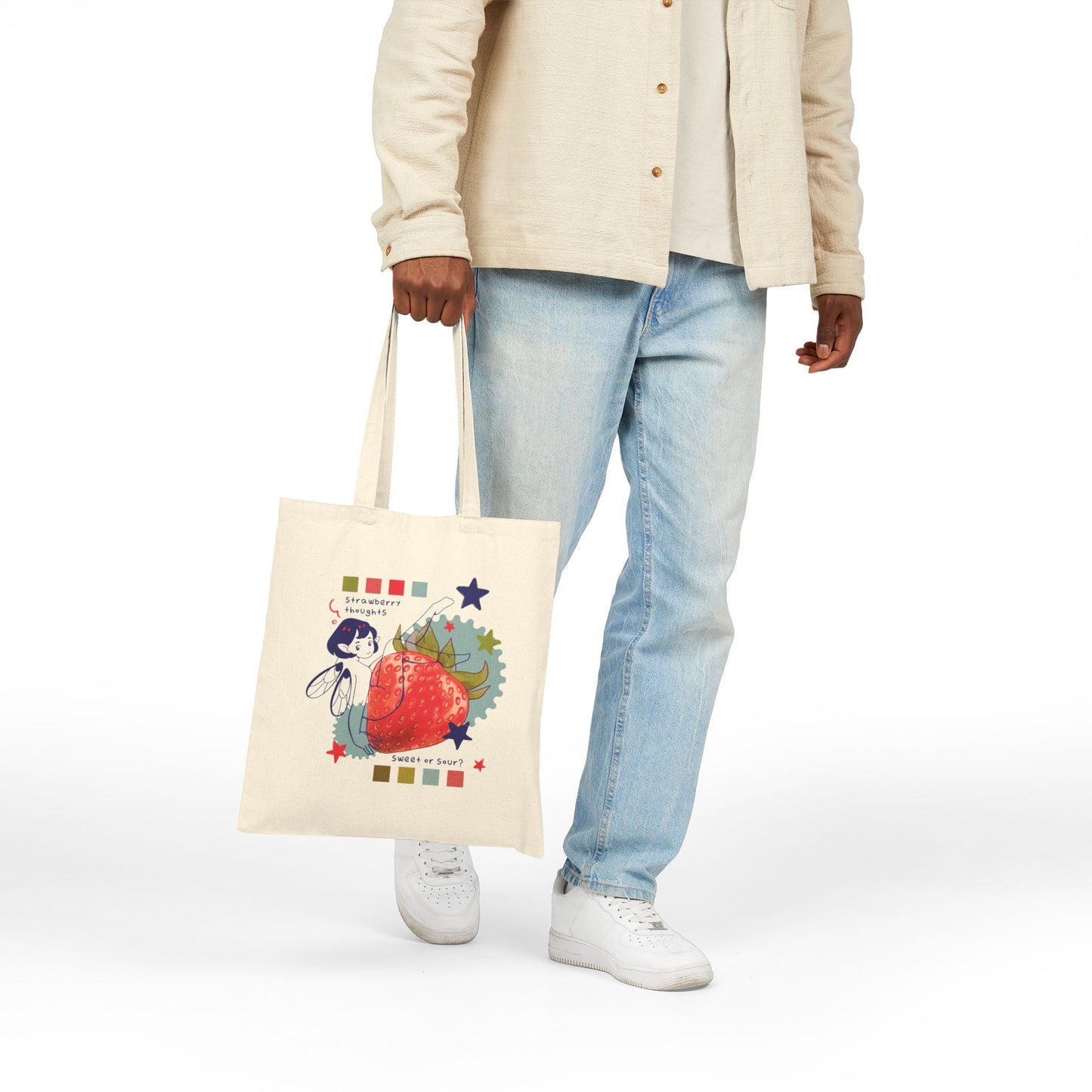 Strawberry Thoughts - Cotton Canvas Tote Bag