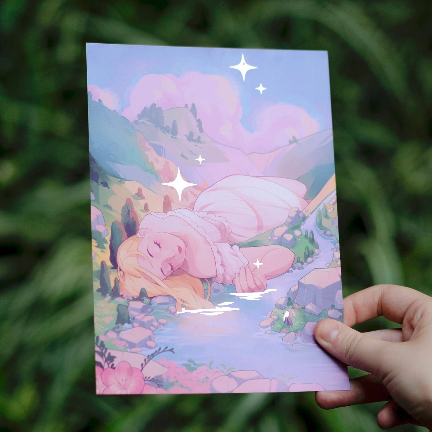 Pink Mountains - Gold Foil A5