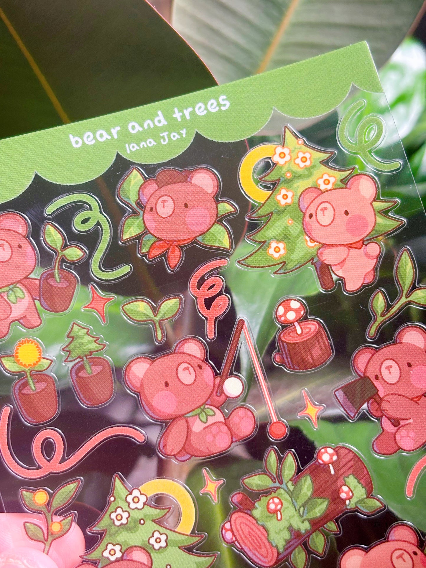 Bear & Trees - clear sticker sheet