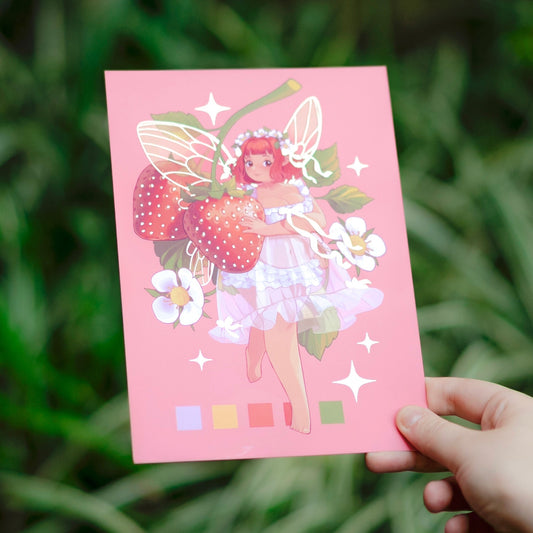 Strawberry Fairy - Gold Foil A5