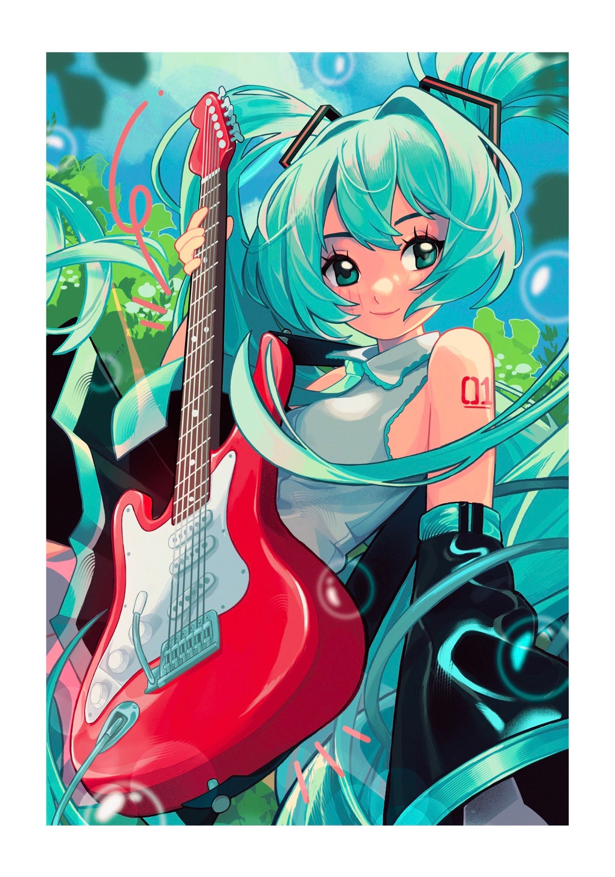 Miku guitar - A4 print