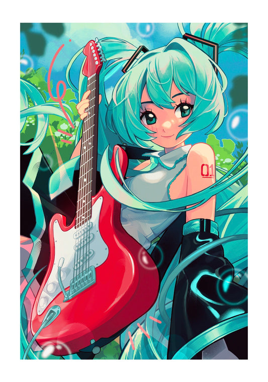 Miku guitar - A4 print