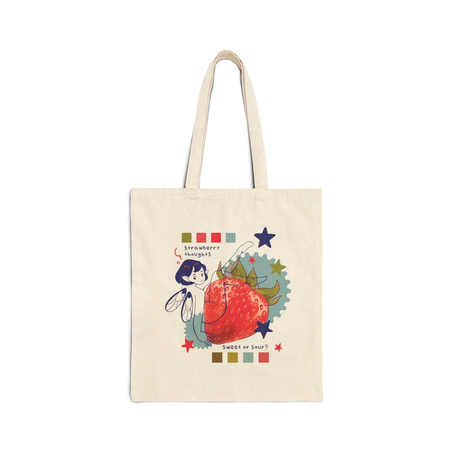 Strawberry Thoughts - Cotton Canvas Tote Bag