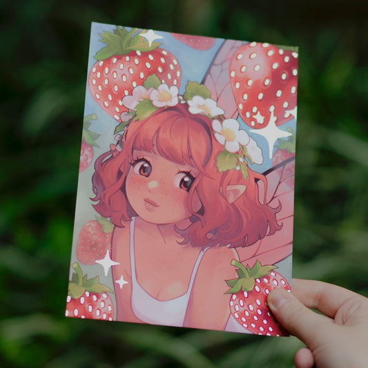 Strawberry Fairy - Gold Foil A5