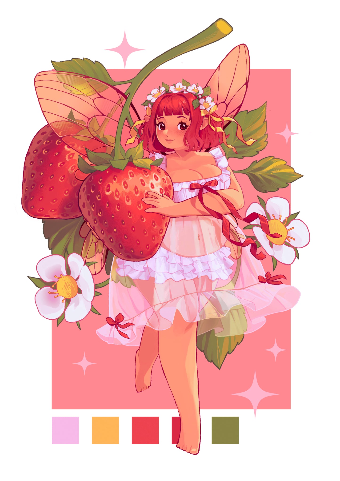 Strawberry Fairy- A4 Print