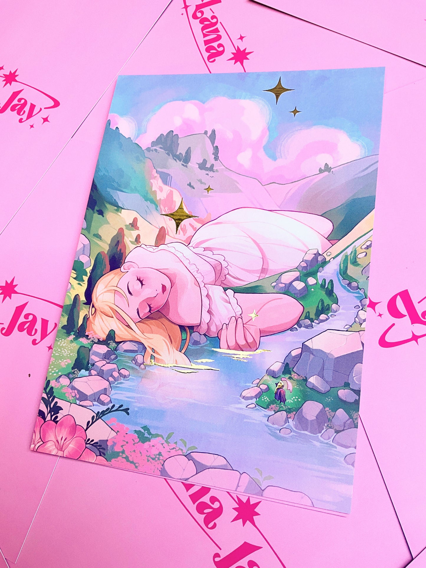 Pink Mountains - Gold Foil A5