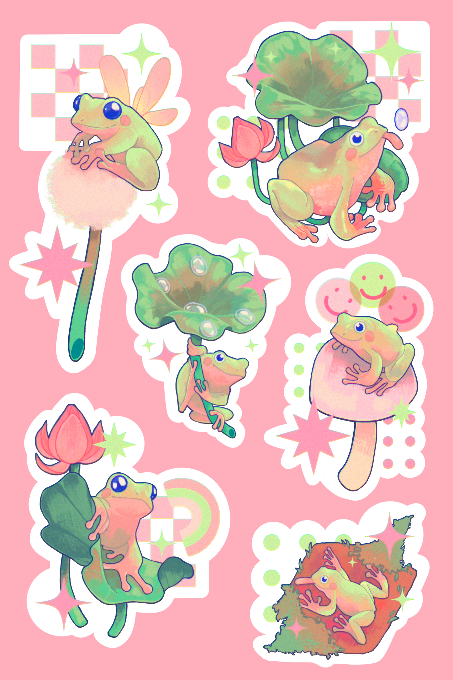 Pastel frogs - sticker sheet