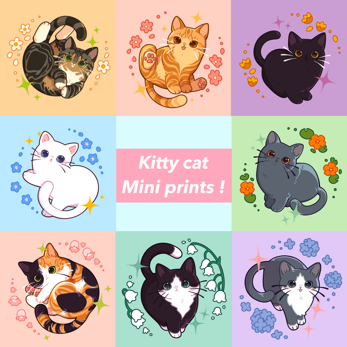 Kitty cats - Mini print