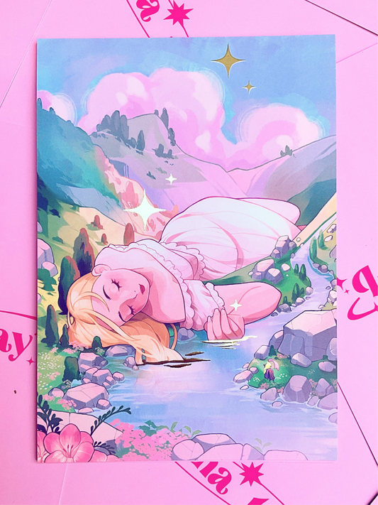 Pink Mountains - Gold Foil A5