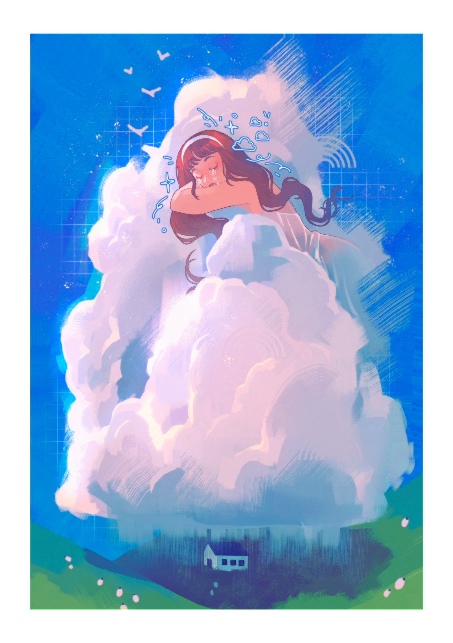 Blue sky Clouds - A5 Print
