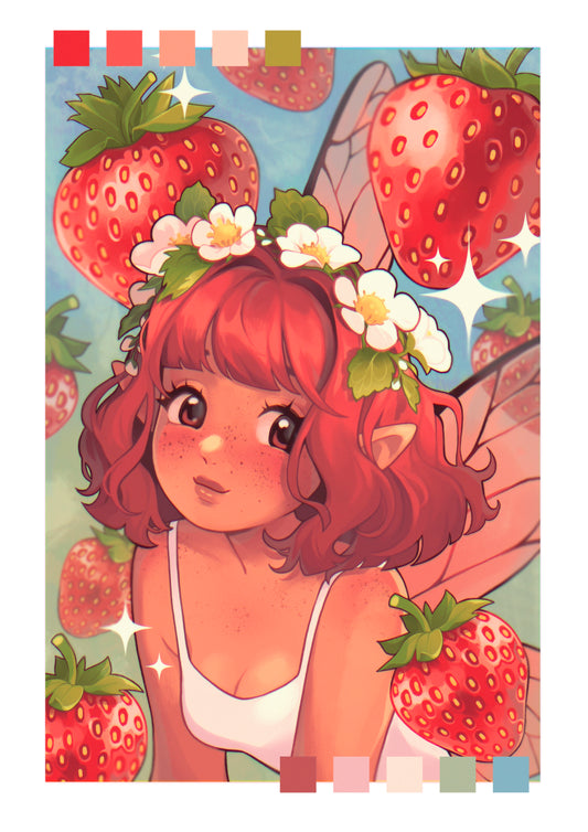 Strawberry Fairy- A4 Print