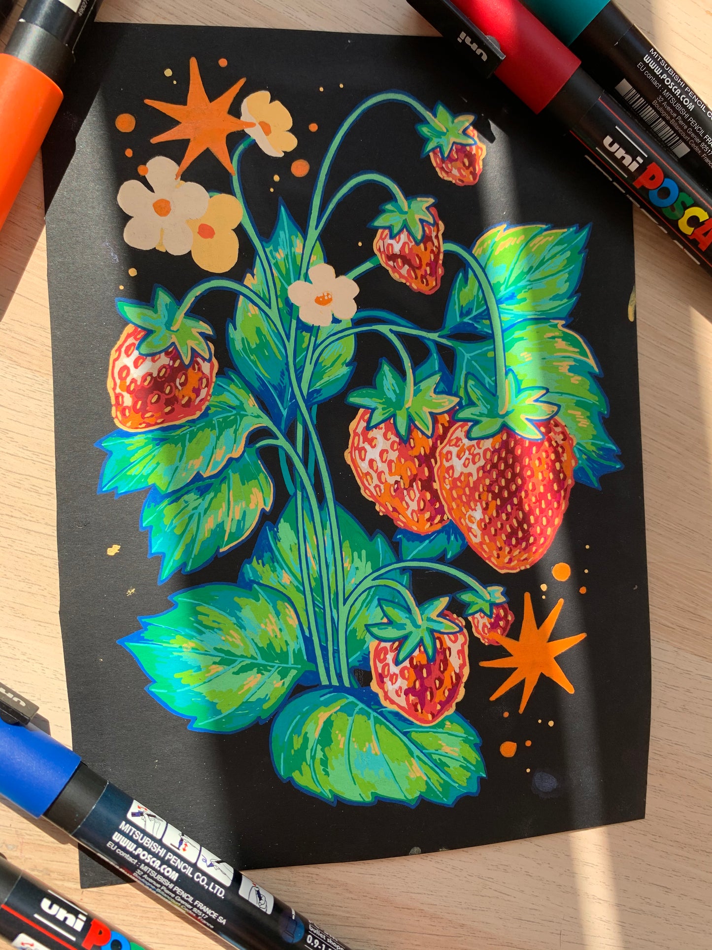 A5 Strawberry botanical original art piece