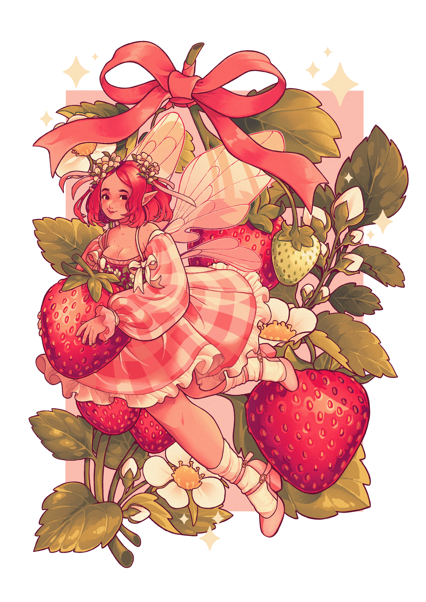 Strawberry fairy botanical - A5 print