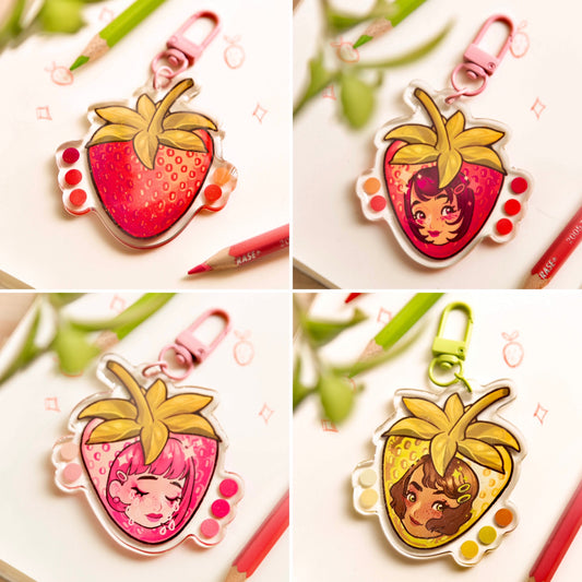 Strawberry girls acrylic charm! Set of 3 or 1