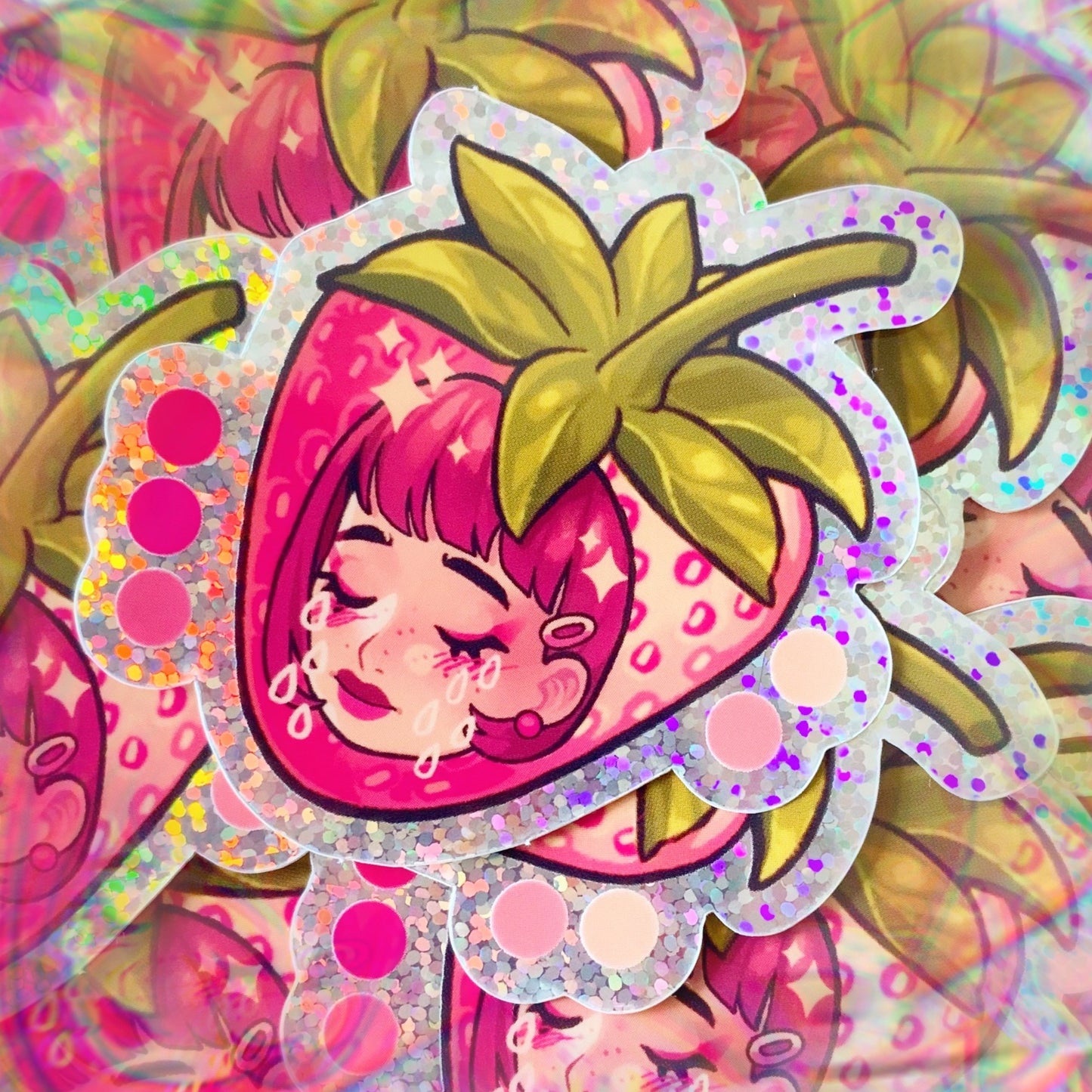 Strawberry girl - glitter stickers