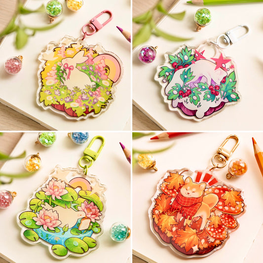 Seasonal animals acrylic keychains - 1 or all 4 !