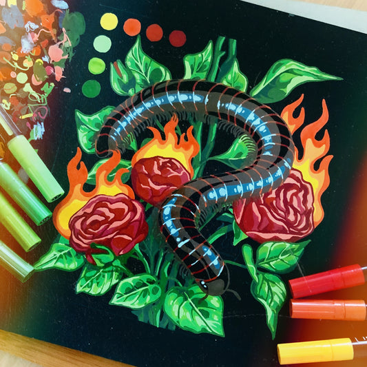 Centipede original posca art piece