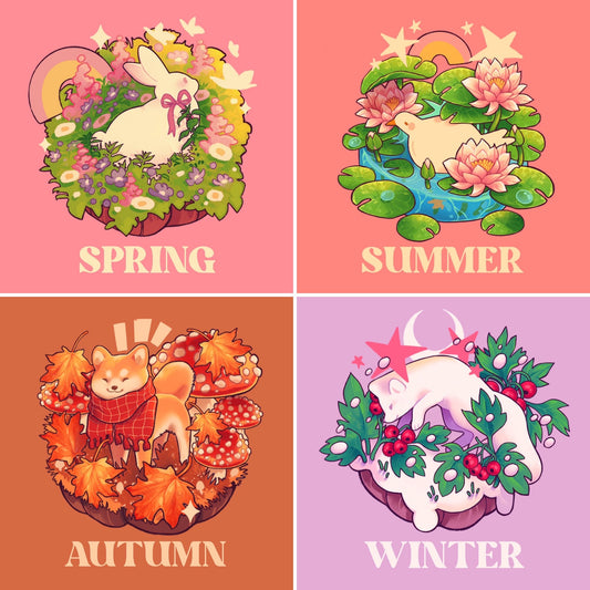 Seasonal animals - mini prints